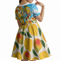 Aloha Hawaii Summer Kid Short Sleeve Dress Hawaiian Lei Surfing Mango Palaka Motifs