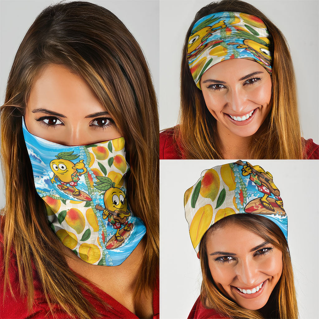 Aloha Hawaii Summer Neck Gaiter Hawaiian Lei Surfing Mango Palaka Motifs