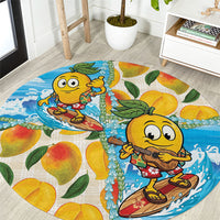 Aloha Hawaii Summer Round Carpet Hawaiian Lei Surfing Mango Palaka Motifs