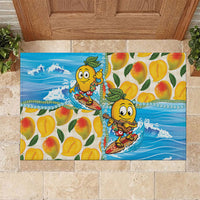 Aloha Hawaii Summer Rubber Doormat Hawaiian Lei Surfing Mango Palaka Motifs