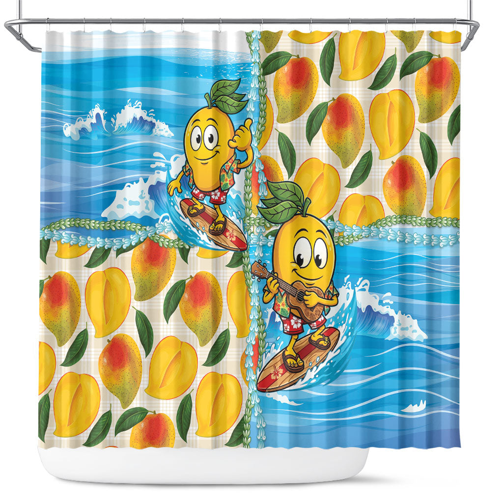 Aloha Hawaii Summer Shower Curtain Hawaiian Lei Surfing Mango Palaka Motifs
