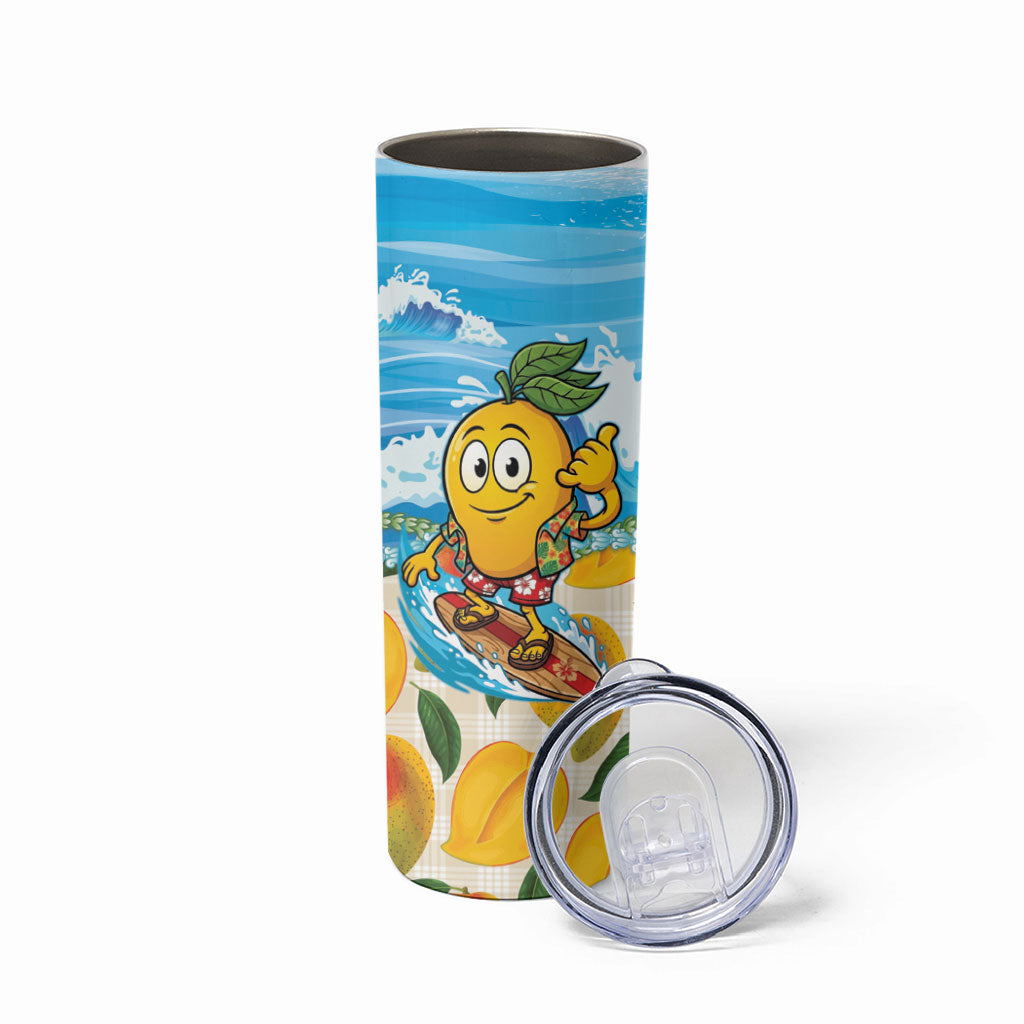 Aloha Hawaii Summer Skinny Tumbler Hawaiian Lei Surfing Mango Palaka Motifs