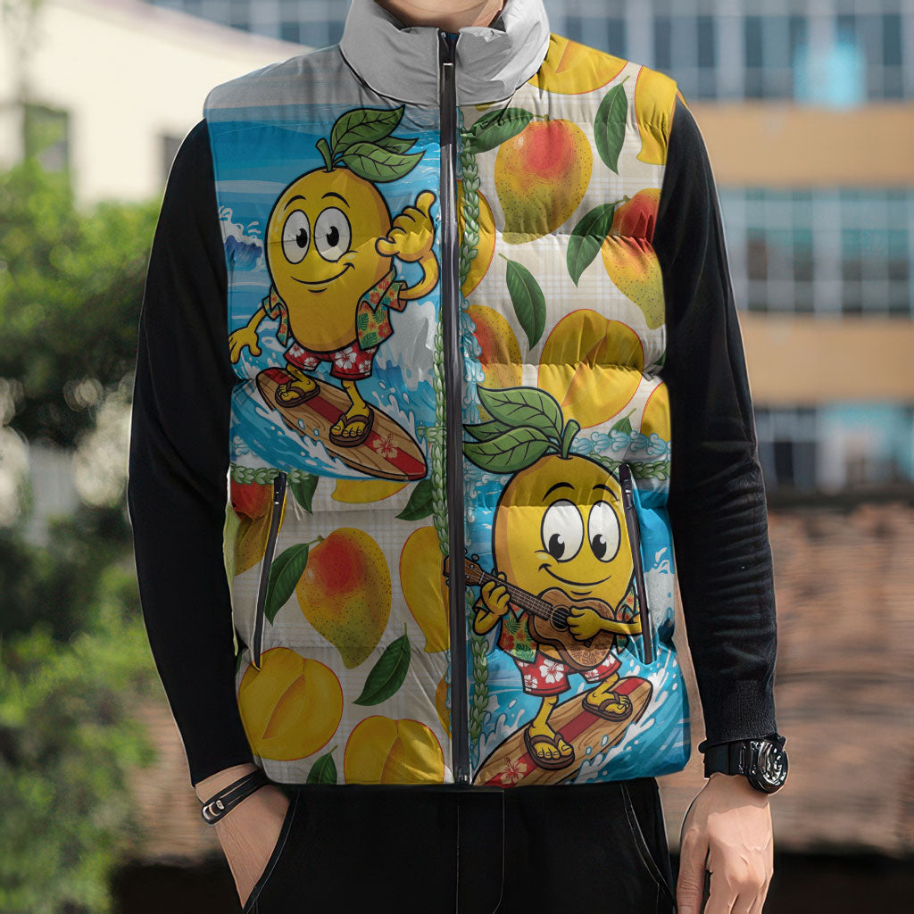 Aloha Hawaii Summer Sleeveless Puffer Jacket Hawaiian Lei Surfing Mango Palaka Motifs