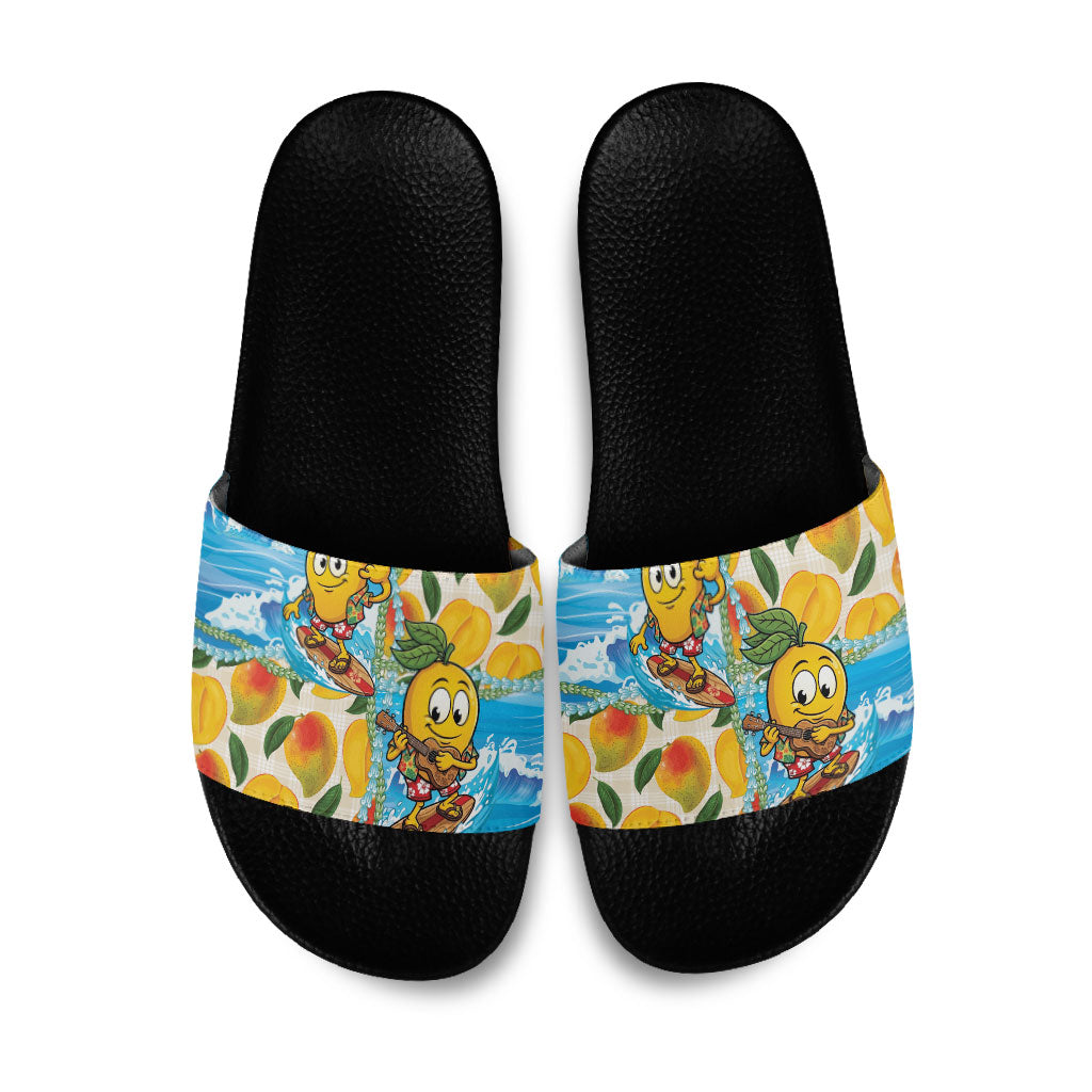 Aloha Hawaii Summer Slide Sandals Hawaiian Lei Surfing Mango Palaka Motifs