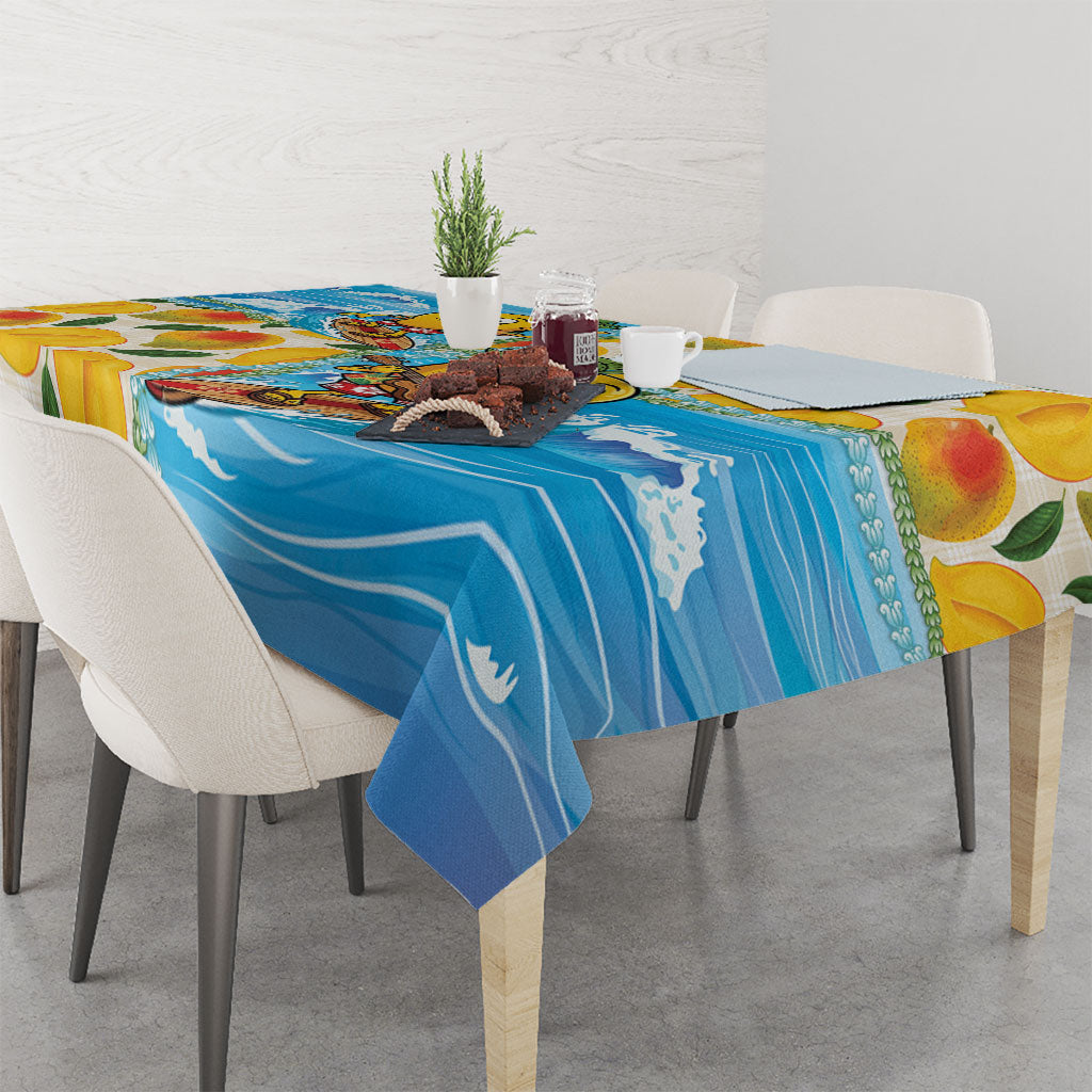 Aloha Hawaii Summer Tablecloth Hawaiian Lei Surfing Mango Palaka Motifs