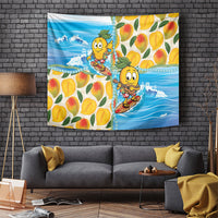 Aloha Hawaii Summer Tapestry Hawaiian Lei Surfing Mango Palaka Motifs