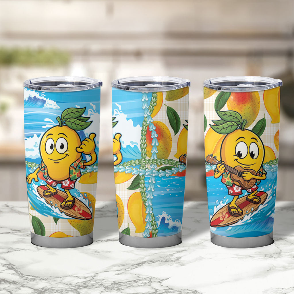 Aloha Hawaii Summer Tumbler Cup Hawaiian Lei Surfing Mango Palaka Motifs