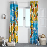 Aloha Hawaii Summer Window Curtain Hawaiian Lei Surfing Mango Palaka Motifs