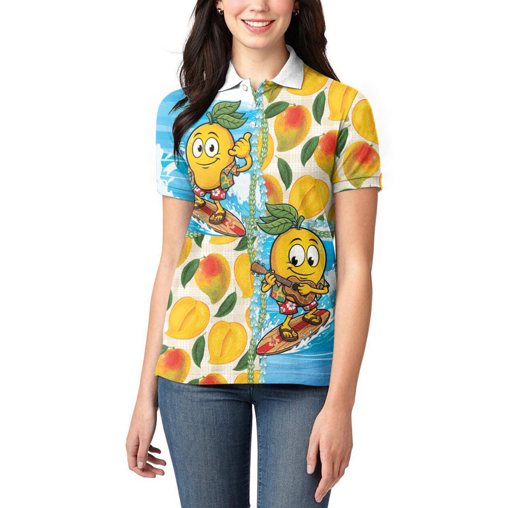 Aloha Hawaii Summer Women Polo Shirt Hawaiian Lei Surfing Mango Palaka Motifs