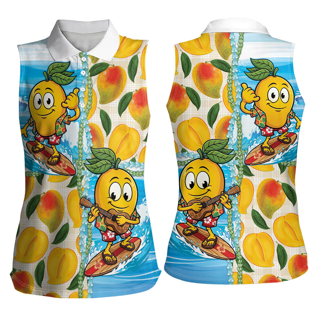 Aloha Hawaii Summer Women Sleeveless Polo Shirt Hawaiian Lei Surfing Mango Palaka Motifs