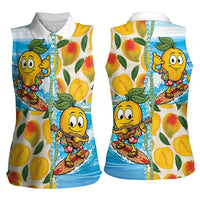 Aloha Hawaii Summer Women Sleeveless Polo Shirt Hawaiian Lei Surfing Mango Palaka Motifs