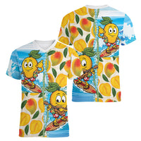 Aloha Hawaii Summer Women V-Neck T-Shirt Hawaiian Lei Surfing Mango Palaka Motifs