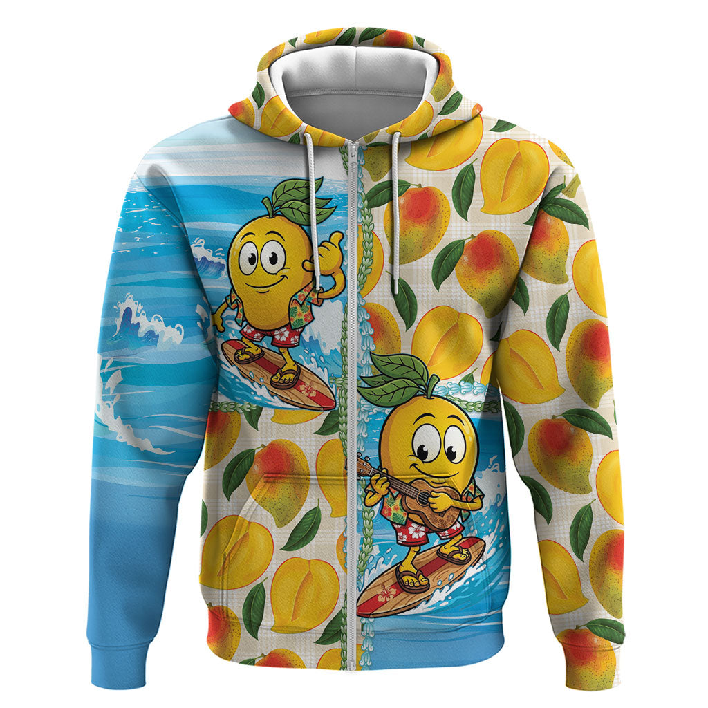 Aloha Hawaii Summer Zip Hoodie Hawaiian Lei Surfing Mango Palaka Motifs LT14 Zip Hoodie Blue - Polynesian Pride