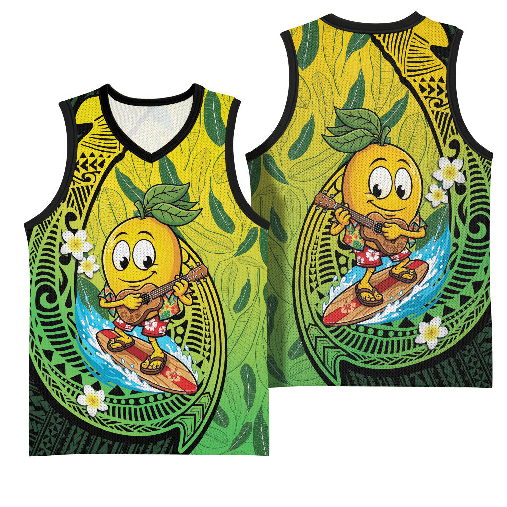 Hawaii Surfing Mango Basketball Jersey Manako Polynesian Fish Hook