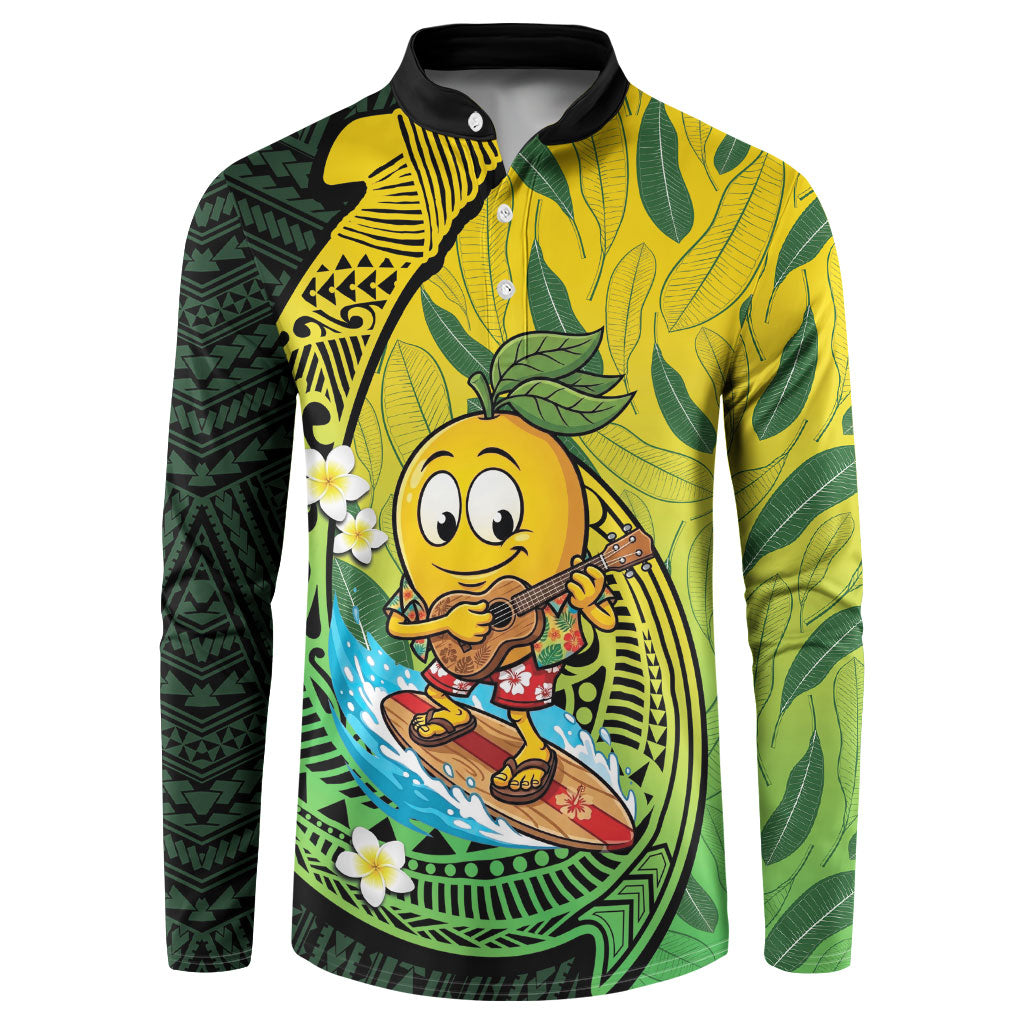 Hawaii Surfing Mango Button Sweatshirt Manako Polynesian Fish Hook