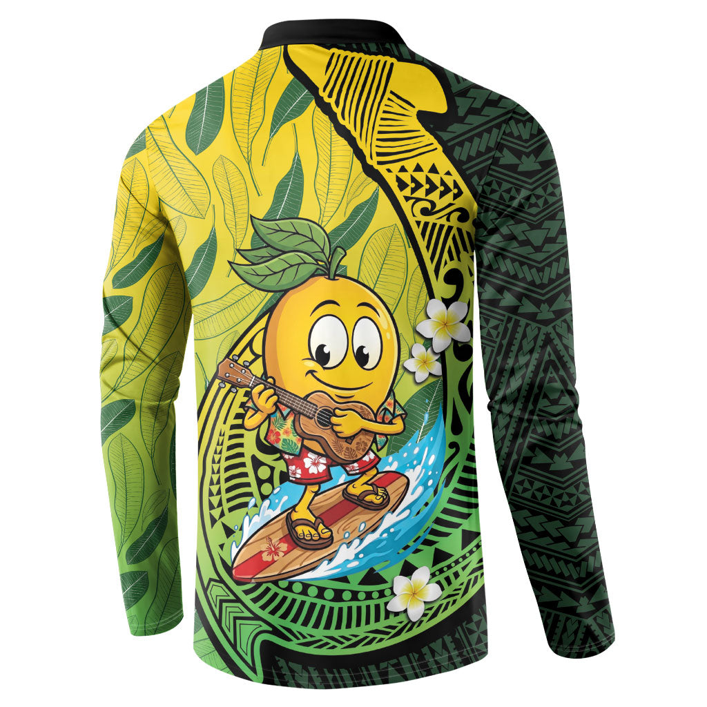 Hawaii Surfing Mango Button Sweatshirt Manako Polynesian Fish Hook