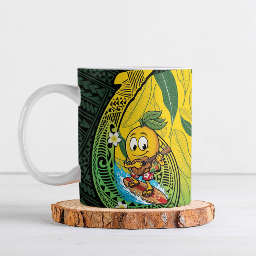 Hawaii Surfing Mango Ceramic Mug Manako Polynesian Fish Hook