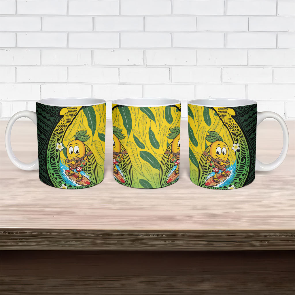 Hawaii Surfing Mango Ceramic Mug Manako Polynesian Fish Hook