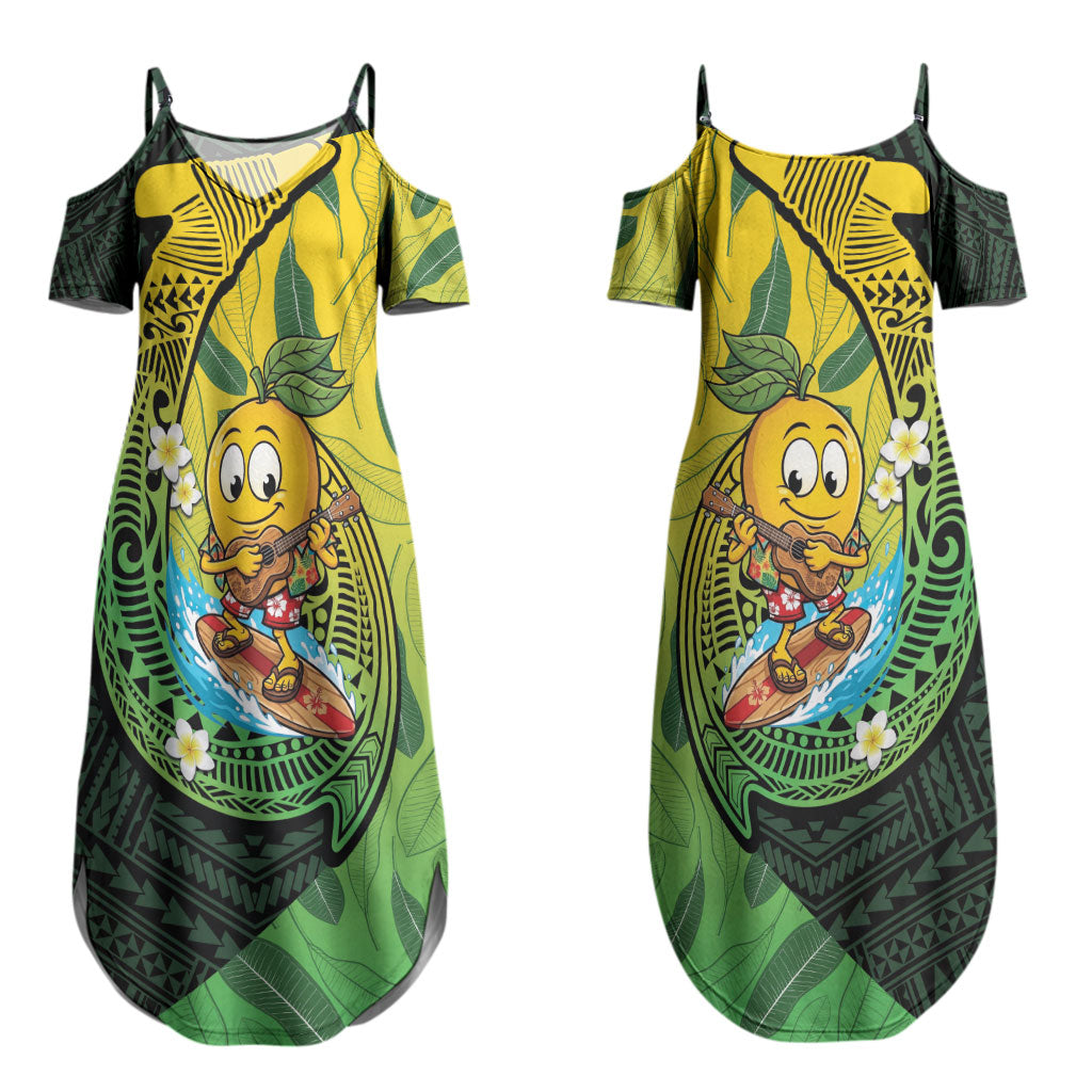 Hawaii Surfing Mango Couples Matching Summer Maxi Dress and Long Sleeve Button Shirt Manako Polynesian Fish Hook