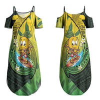 Hawaii Surfing Mango Couples Matching Summer Maxi Dress and Long Sleeve Button Shirt Manako Polynesian Fish Hook