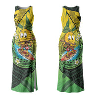 Hawaii Surfing Mango Couples Matching Tank Maxi Dress and Hawaiian Shirt Manako Polynesian Fish Hook