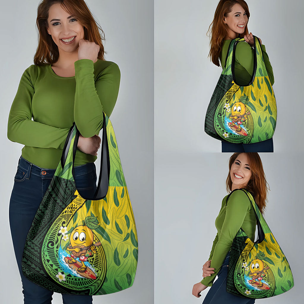Hawaii Surfing Mango Grocery Bag Manako Polynesian Fish Hook