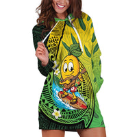 Hawaii Surfing Mango Hoodie Dress Manako Polynesian Fish Hook