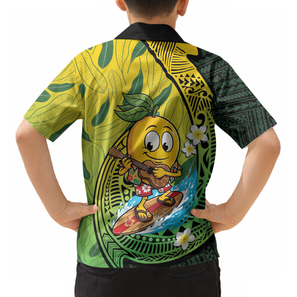 Hawaii Surfing Mango Kid Hawaiian Shirt Manako Polynesian Fish Hook