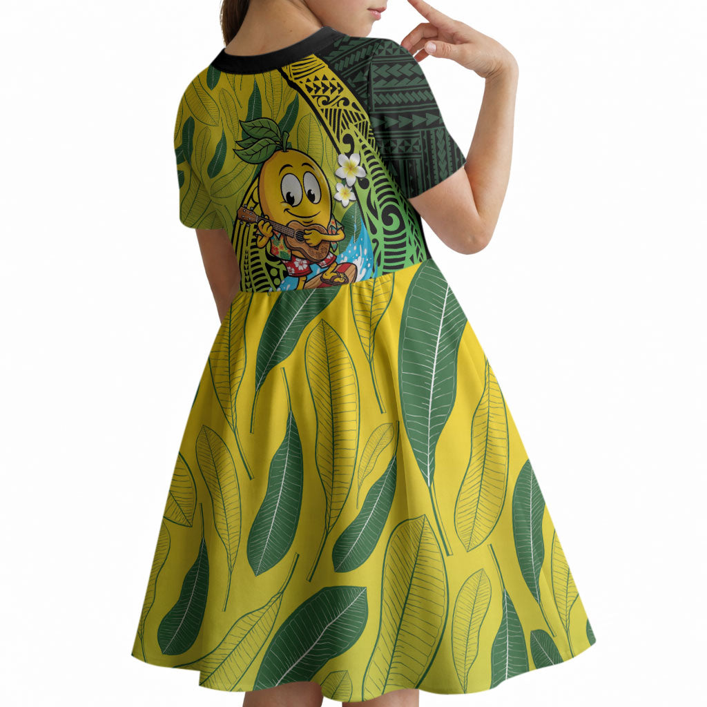 Hawaii Surfing Mango Kid Short Sleeve Dress Manako Polynesian Fish Hook