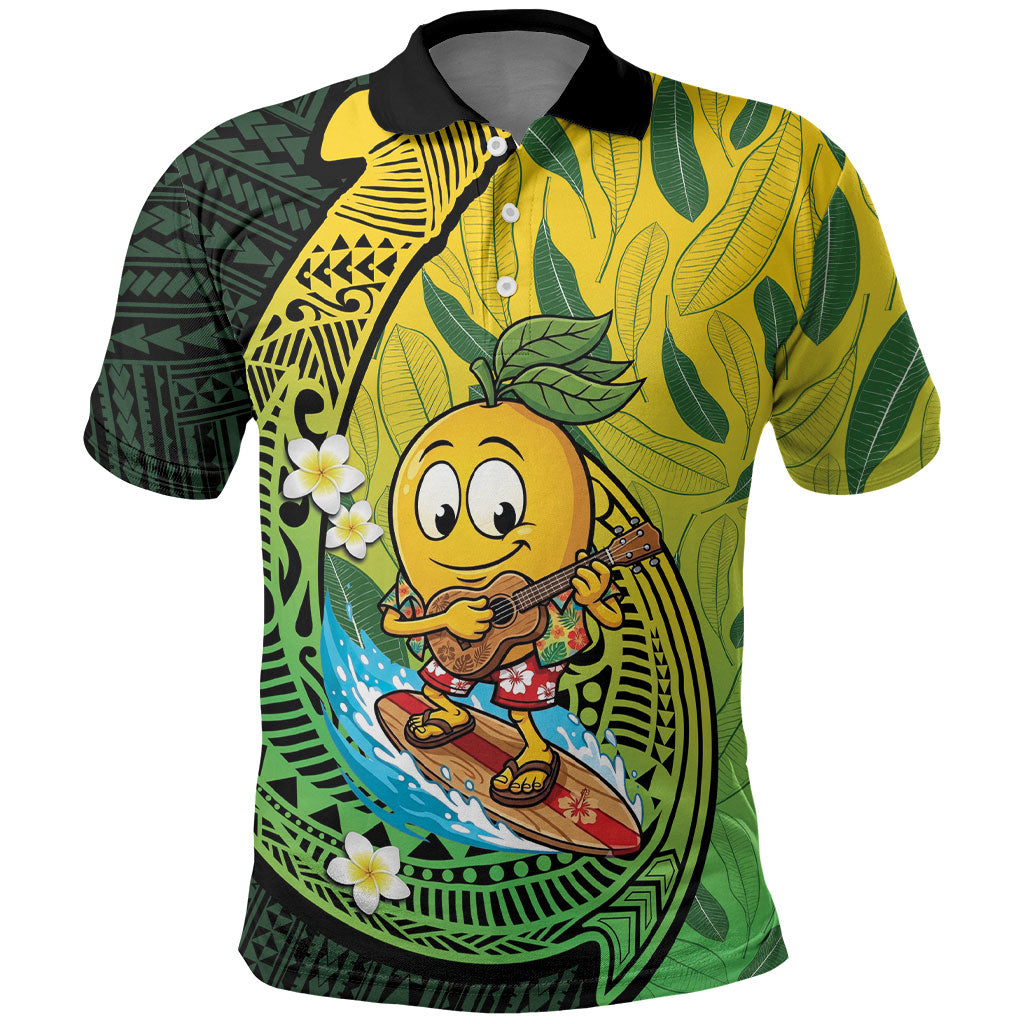 Hawaii Surfing Mango Polo Shirt Manako Polynesian Fish Hook