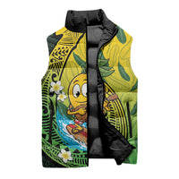 Hawaii Surfing Mango Sleeveless Puffer Jacket Manako Polynesian Fish Hook