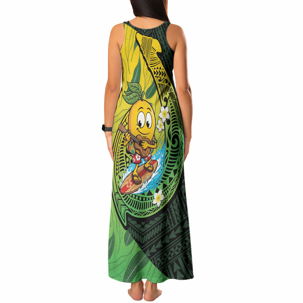 Hawaii Surfing Mango Tank Maxi Dress Manako Polynesian Fish Hook