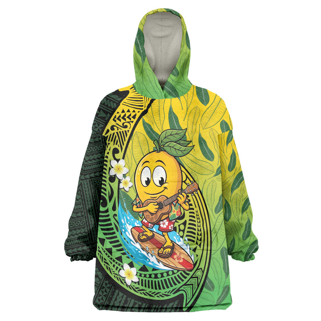 Hawaii Surfing Mango Wearable Blanket Hoodie Manako Polynesian Fish Hook