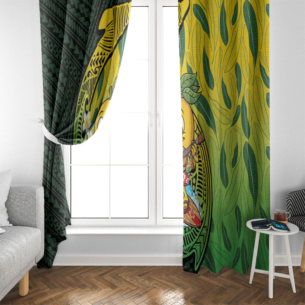 Hawaii Surfing Mango Window Curtain Manako Polynesian Fish Hook
