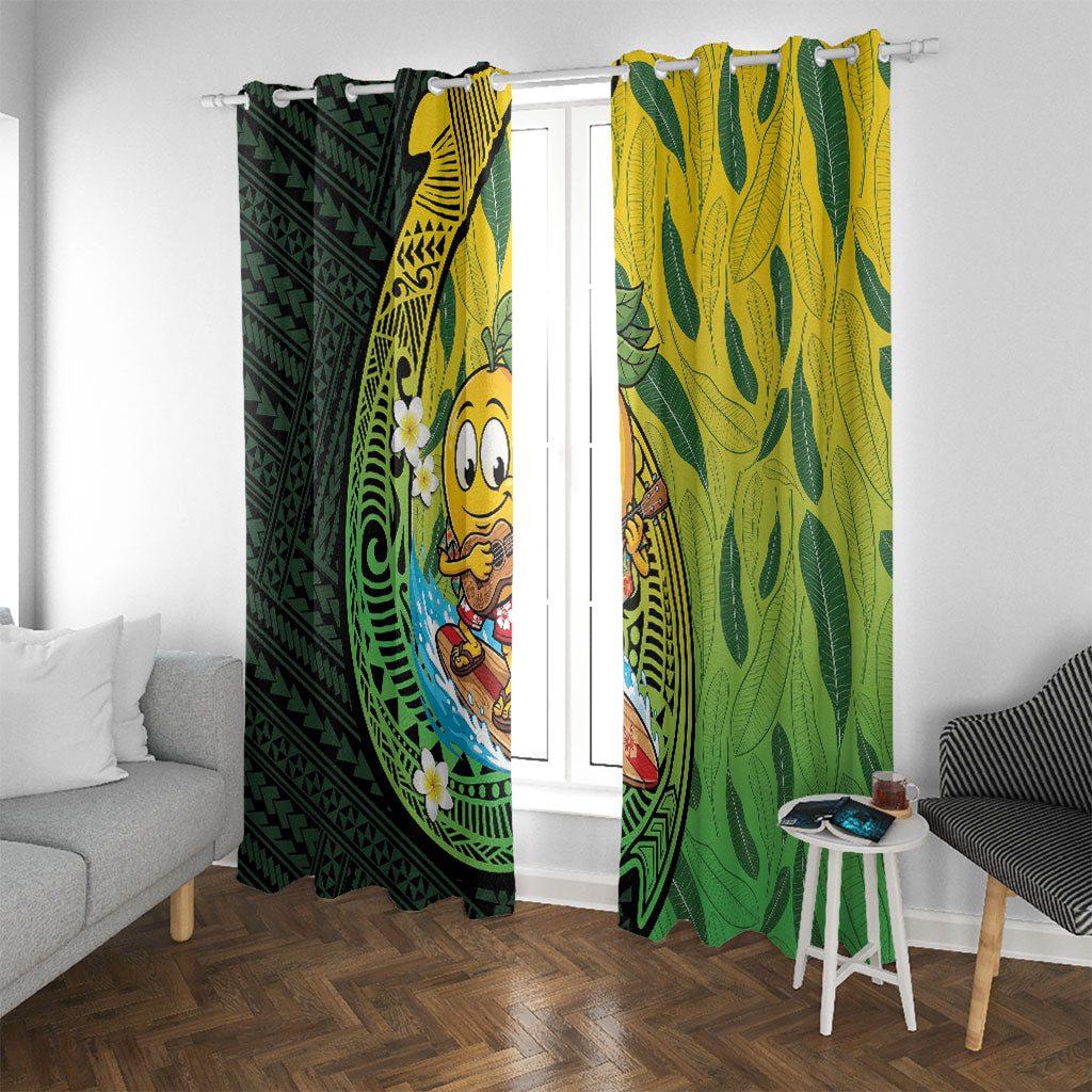 Hawaii Surfing Mango Window Curtain Manako Polynesian Fish Hook