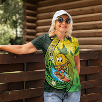 Hawaii Surfing Mango Women Polo Shirt Manako Polynesian Fish Hook
