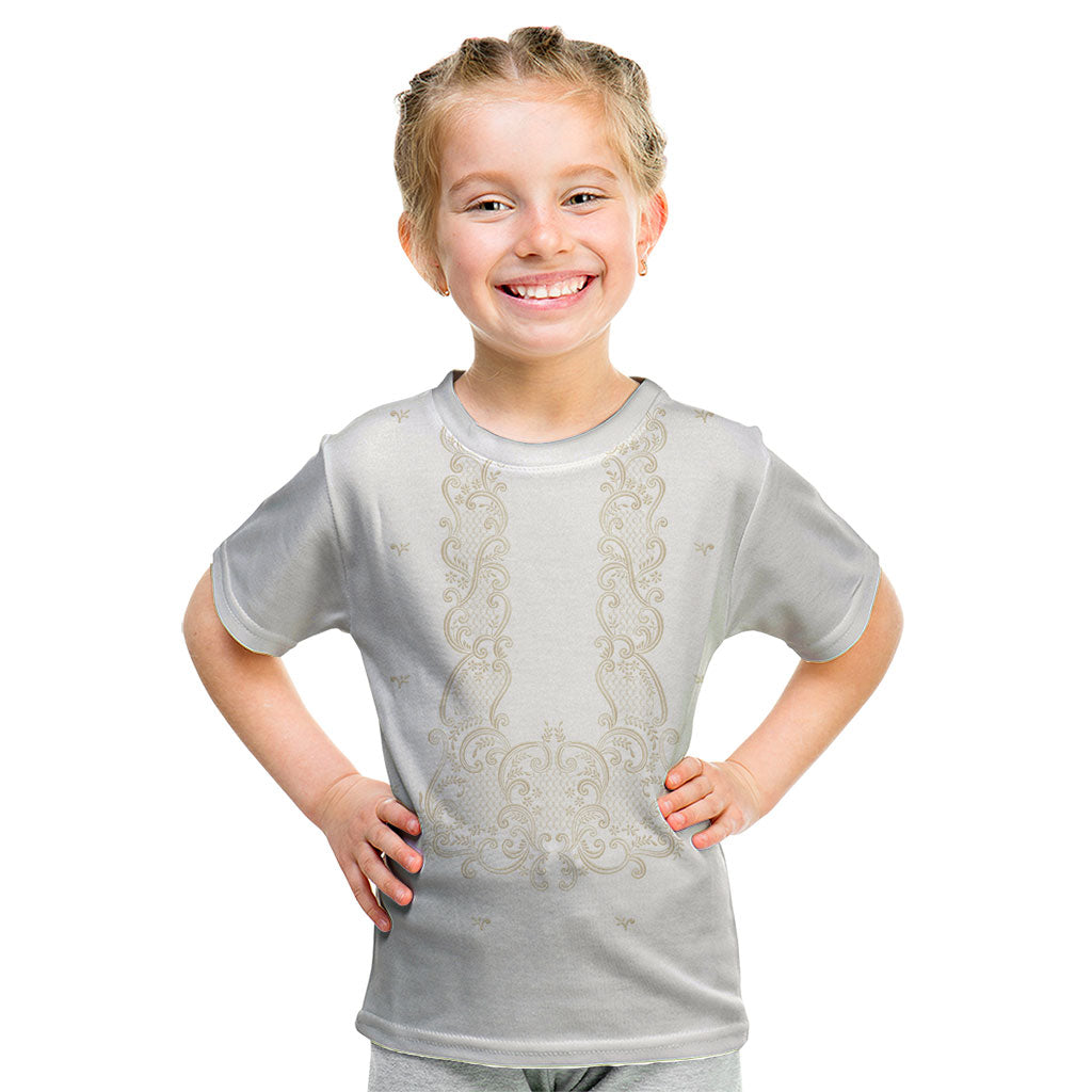 Philippines National Costume Kid T Shirt Barong Tagalog Inspired Ivory White Color LT14 Ivory White - Polynesian Pride