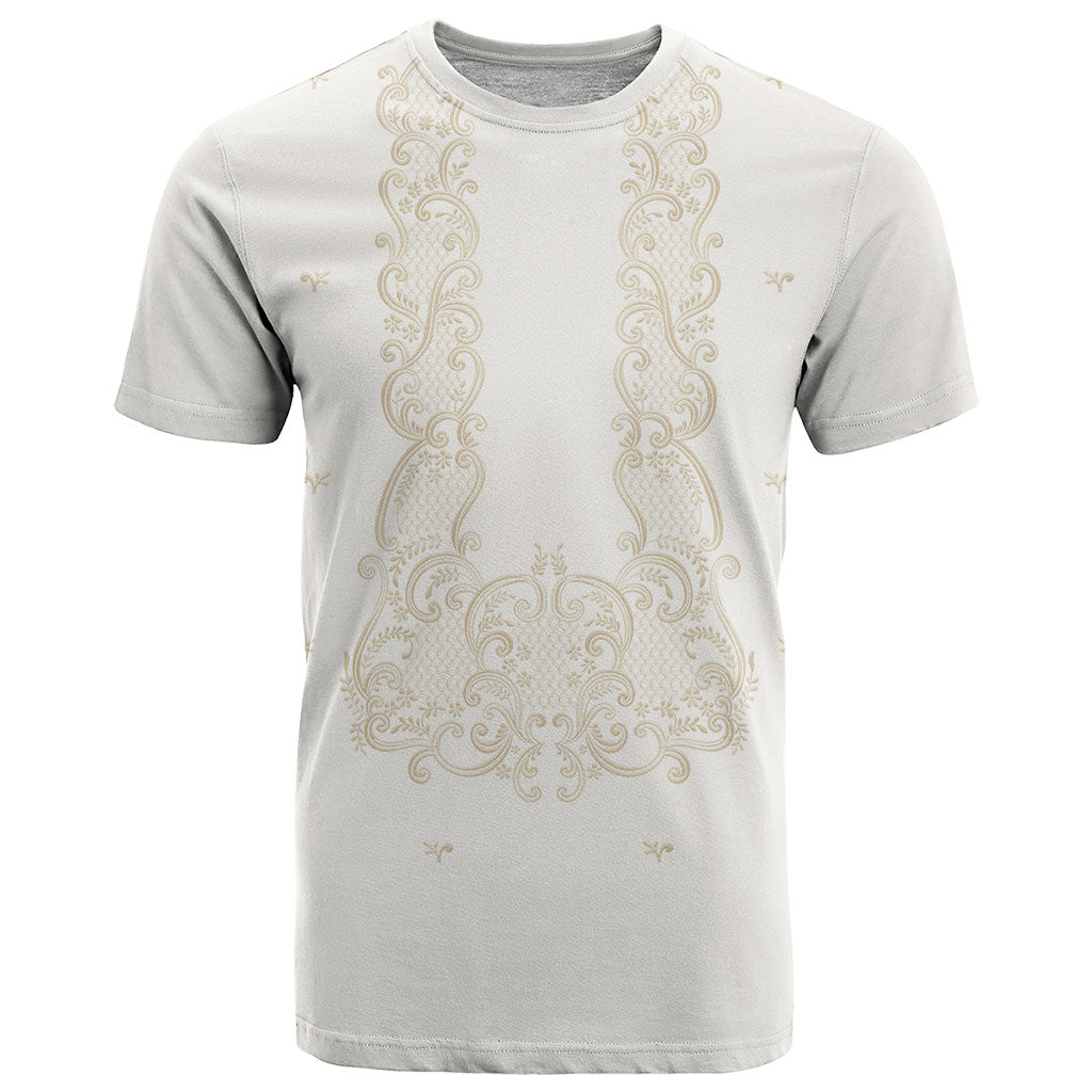 Philippines National Costume T Shirt Barong Tagalog Inspired Ivory White Color LT14 Ivory White - Polynesian Pride
