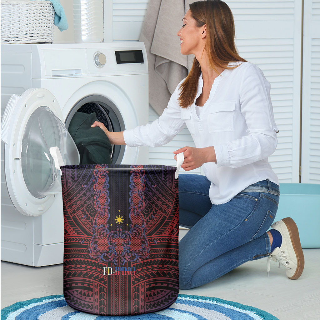 Filipino Barong Tagalog Inspired Laundry Basket Mabuhay Philippines Festival Polynesian Pattern LT14 - Polynesian Pride
