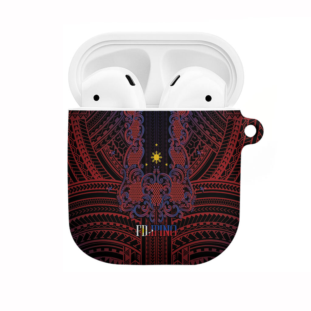Filipino Barong Tagalog Inspired AirPods Case Mabuhay Philippines Festival Polynesian Pattern LT14 Black - Polynesian Pride