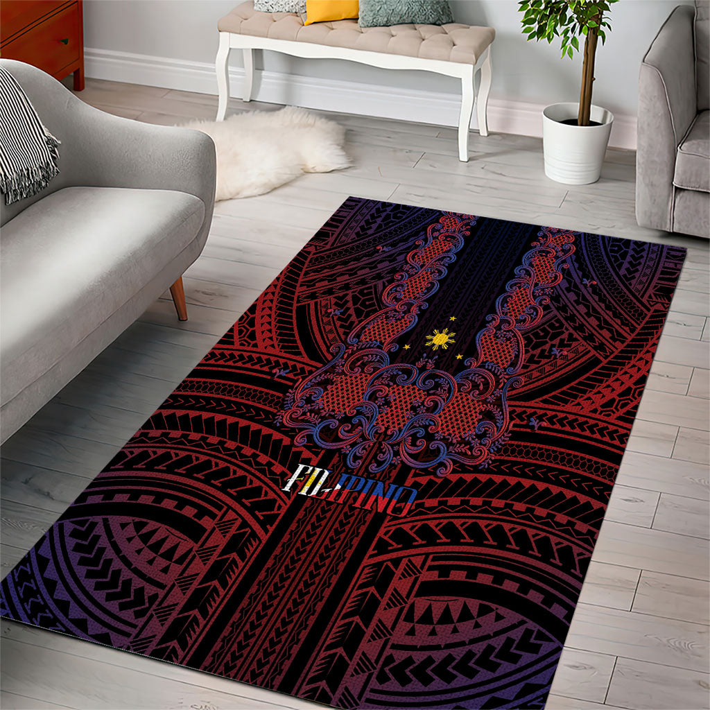 Filipino Barong Tagalog Inspired Area Rug Mabuhay Philippines Festival Polynesian Pattern LT14 - Polynesian Pride