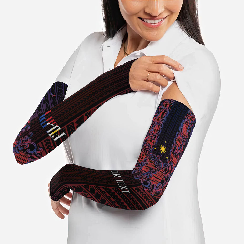 Filipino Barong Tagalog Inspired Personalised Arm Sleeves Mabuhay Philippines Festival Polynesian Pattern LT14 - Polynesian Pride