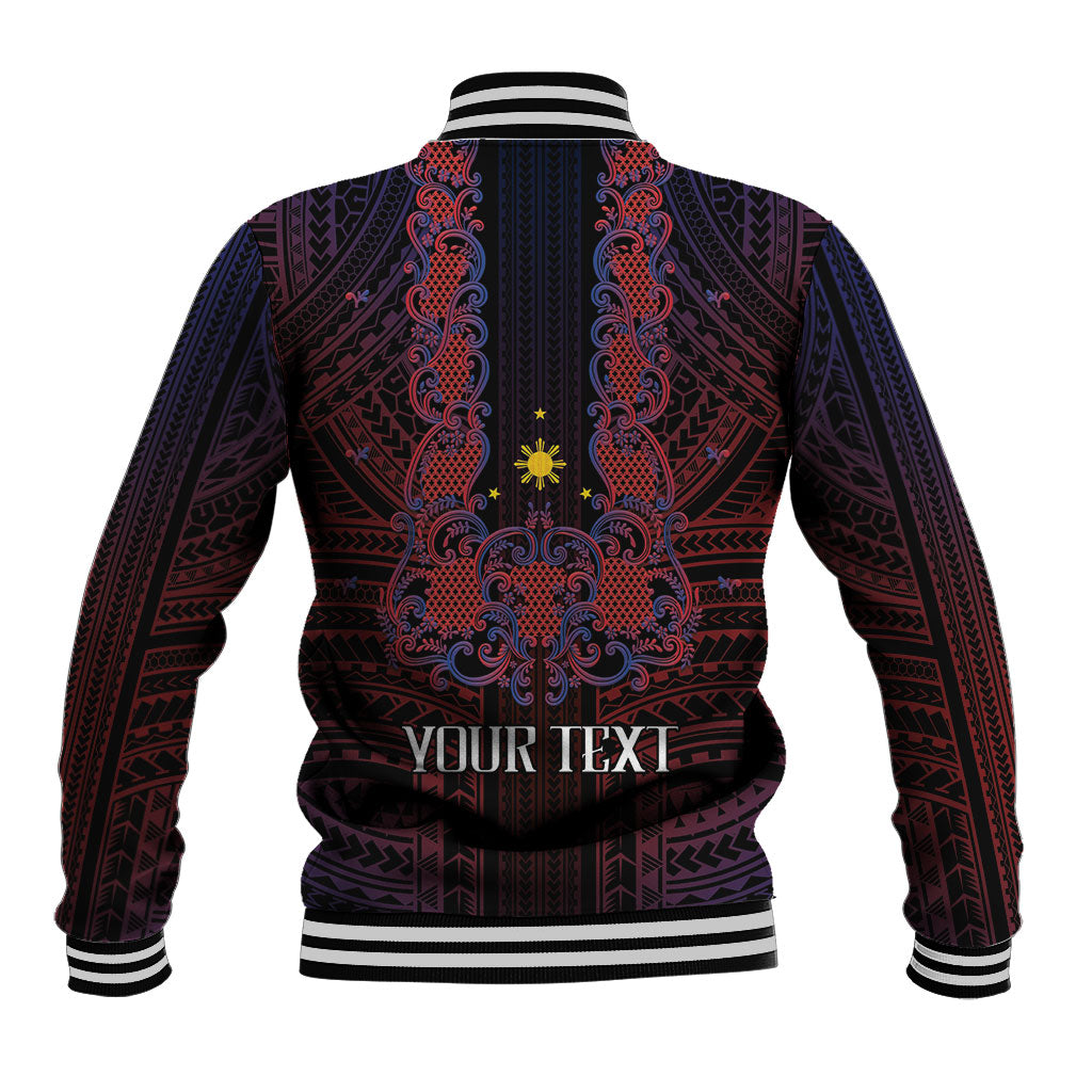 Filipino Barong Tagalog Inspired Personalised Baseball Jacket Mabuhay Philippines Festival Polynesian Pattern LT14 - Polynesian Pride