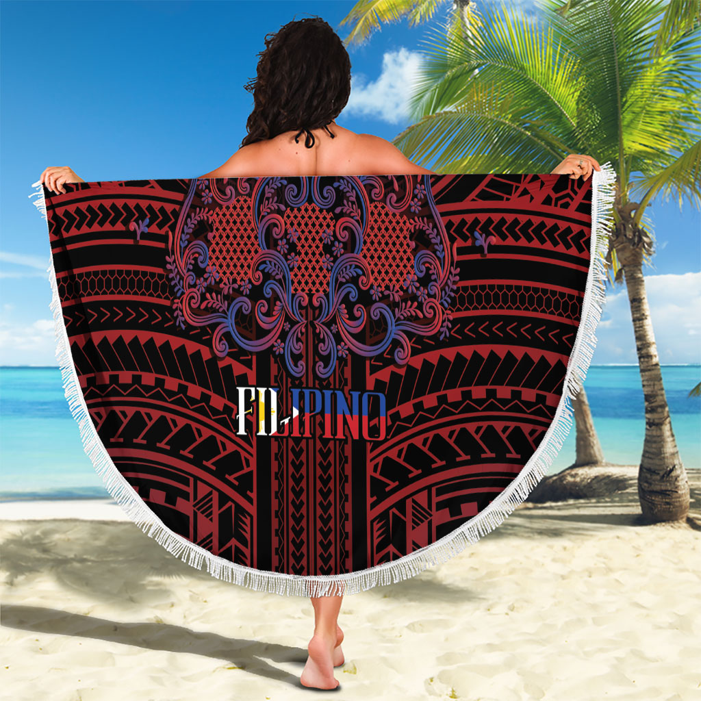 Filipino Barong Tagalog Inspired Beach Blanket Mabuhay Philippines Festival Polynesian Pattern LT14 - Polynesian Pride
