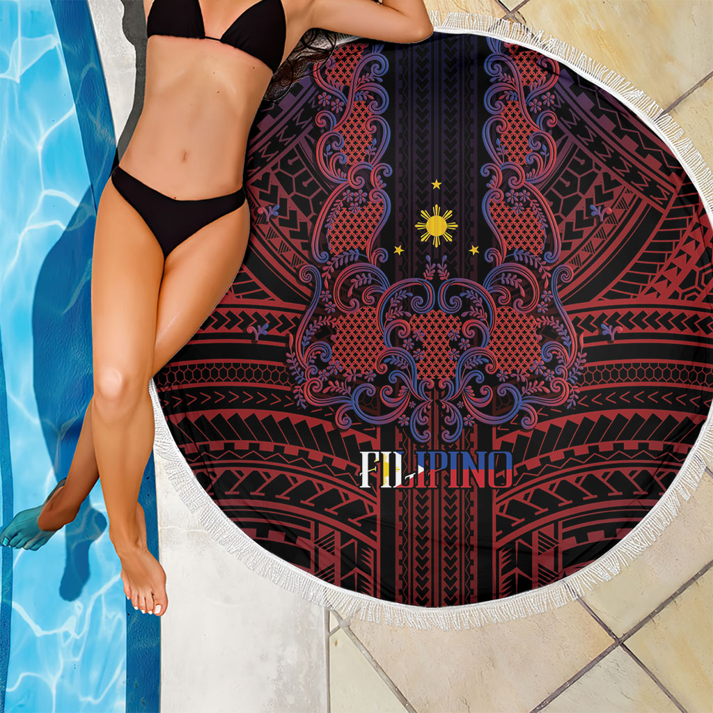 Filipino Barong Tagalog Inspired Beach Blanket Mabuhay Philippines Festival Polynesian Pattern LT14 - Polynesian Pride