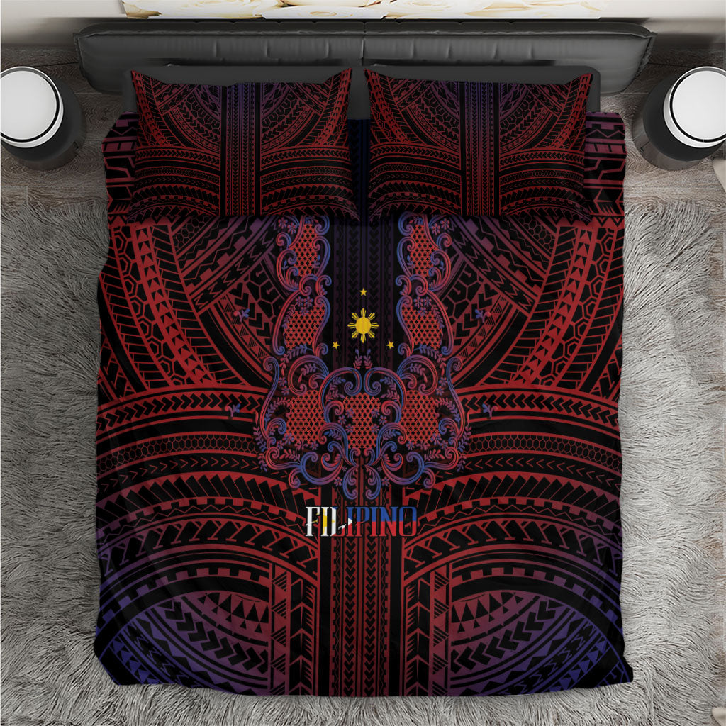 Filipino Barong Tagalog Inspired Bedding Set Mabuhay Philippines Festival Polynesian Pattern LT14 Black - Polynesian Pride