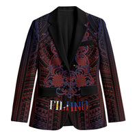 Filipino Barong Tagalog Inspired Personalised Blazer Mabuhay Philippines Festival Polynesian Pattern LT14 Unisex Black - Polynesian Pride