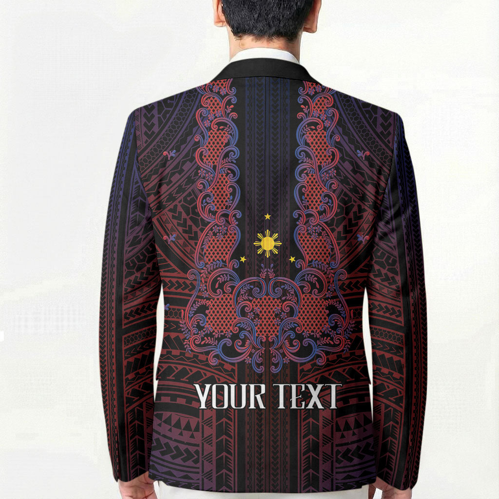 Filipino Barong Tagalog Inspired Personalised Blazer Mabuhay Philippines Festival Polynesian Pattern LT14 - Polynesian Pride