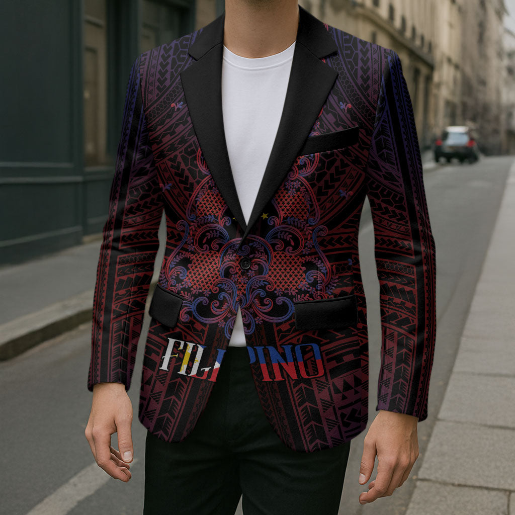 Filipino Barong Tagalog Inspired Personalised Blazer Mabuhay Philippines Festival Polynesian Pattern LT14 - Polynesian Pride