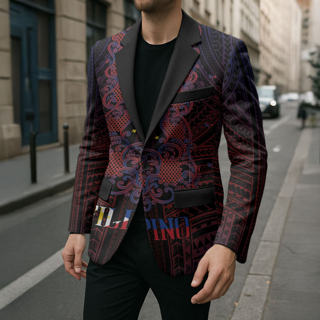 Filipino Barong Tagalog Inspired Personalised Blazer Mabuhay Philippines Festival Polynesian Pattern LT14 - Polynesian Pride